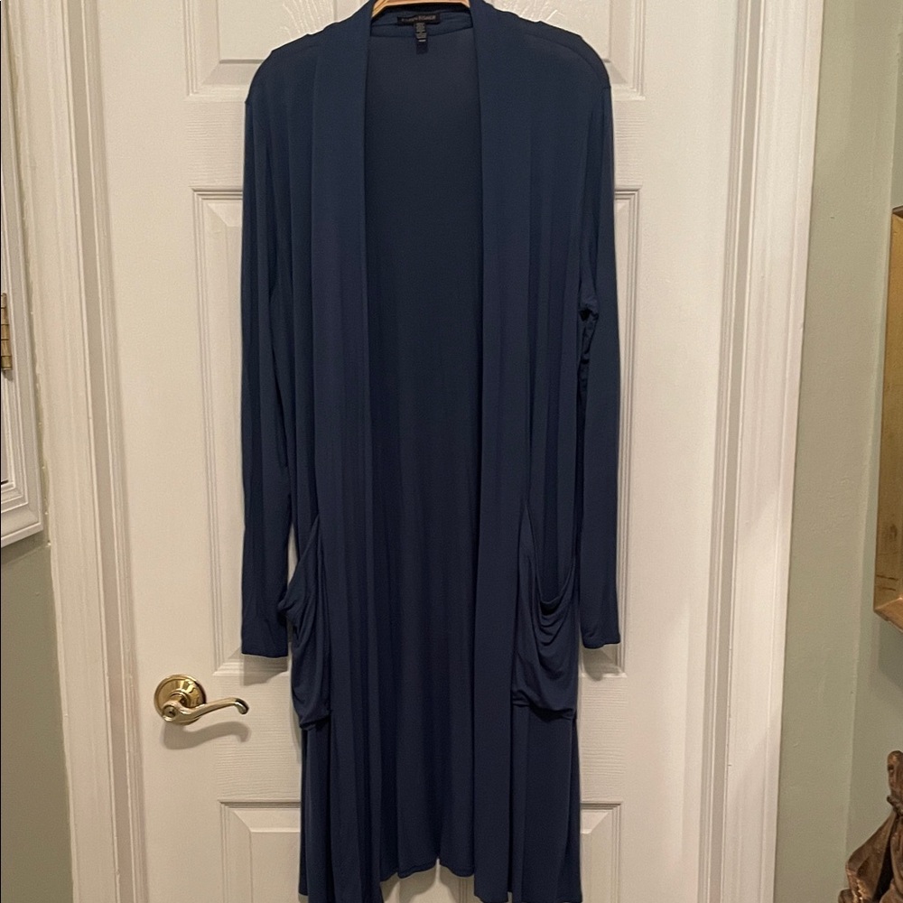 Eileen Fisher  Blue Long Open-Front Drape Cardigan